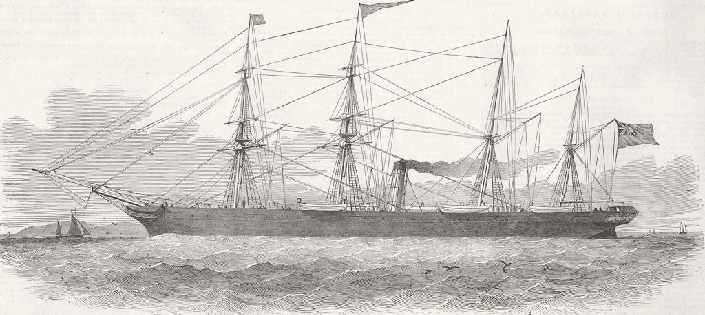 LANCS. Manchester ship 1851 old antique vintage print picture